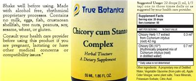 True Botanica Chicory cum Stanno Complex source label used in the packaging illustration