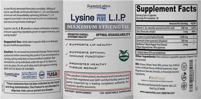 SuperiorLabs Lysine Immune Plus L.I.P. source label used in the packaging illustration