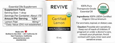 Revive Certified Lemon source label used in the packaging illustration