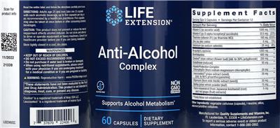 Life Extension Anti-Alcohol Complex source label used in the packaging illustration