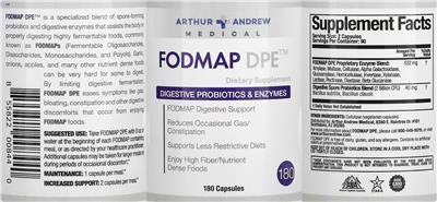 Arthur Andrew Medical Fodmap DPE source label used in the packaging illustration