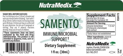 NutraMedix Samento source label used in the packaging illustration