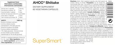 SuperSmart AHCC Shittake source label used in the packaging illustration