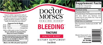 Doctor Morse's Healing Herbs Bleeding Tincture source label used in the packaging illustration