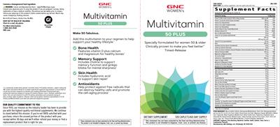 GNC Women's Multivitamin 50 Plus source label used in the packaging illustration
