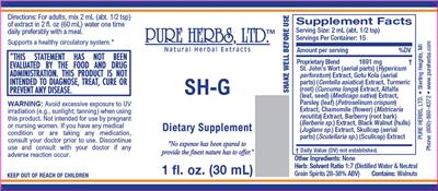 Pure Herbs SH-G source label used in the packaging illustration