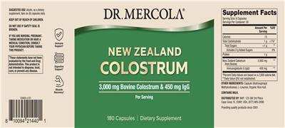 Dr. Mercola New Zealand Colostrum 3000 mg Bovine Colostrum & 450 mg IgG product packaging