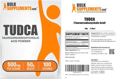 BulkSupplements.com TUDCA Tauroursodeoxycholic Acid Powder 500 mg product packaging