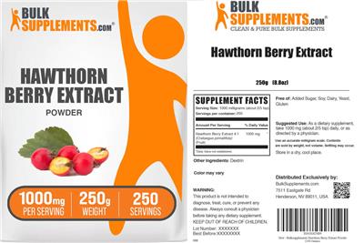BulkSupplements.com Hawthorn Berry Extract Powder 1000 mg product packaging