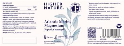 Higher Nature Atlantic Marine Magnesium source label used in the packaging illustration
