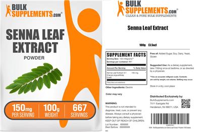 BulkSupplements.com Senna Leaf Extract product packaging