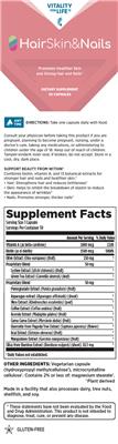 Vitality For Life Hair Skin & Nails source label used in the packaging illustration