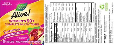 Nature's Way Alive! Women's 50+ Complete Multivitamin source label used in the packaging illustration