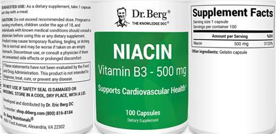 Dr. Berg Niacin 500 mg source label used in the packaging illustration