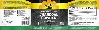 Country Life Natural Activated Coconut Charcoal Powder 500 mg product packaging