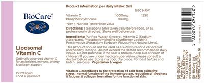 BioCare Liposomal Vitamin C source label used in the packaging illustration