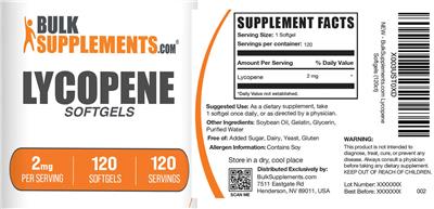 BulkSupplements.com Lycopene Softgels 2 mg product packaging