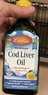 Carlson Cod Liver Oil Natural Lemon Flavor source label used in the packaging illustration