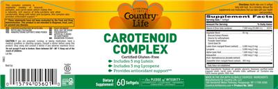 Country Life Carotenoid Complex source label used in the packaging illustration