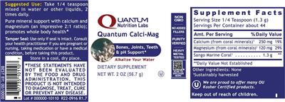Quantum Nutrition Labs Quantum Calci-Mag source label used in the packaging illustration
