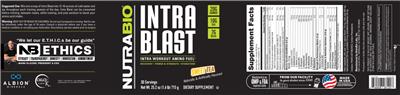 NutraBio Performance Intra Blast Sweet Tea source label used in the packaging illustration