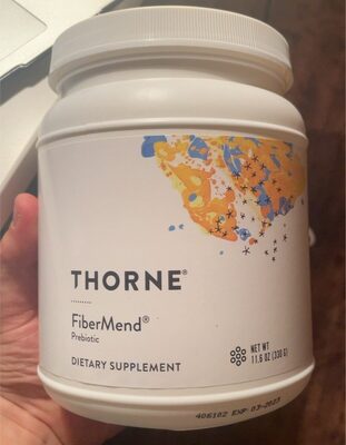 Thorne FiberMend source label used in the packaging illustration
