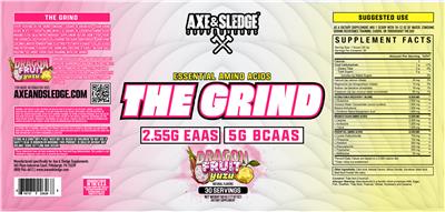 Axe & Sledge Supplements The Grind Dragon Fruit Yuzu source label used in the packaging illustration