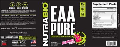 NutraBio EAA Pure Dragonfruit Candy source label used in the packaging illustration