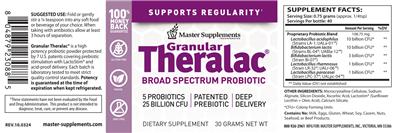 Master Supplements Granular Theralac source label used in the packaging illustration