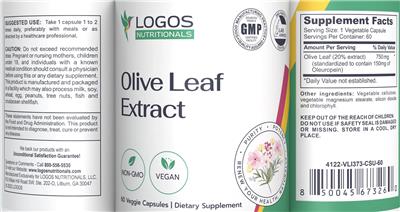 Logos Nutritionals Olive Leaf Extract product packaging