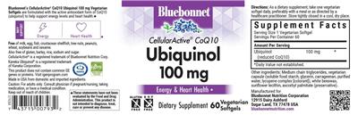 Bluebonnet CellularActive CoQ10 Ubiquinol 100 mg source label used in the packaging illustration