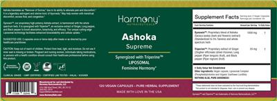 Harmony Nutraceuticals Ashoka Supreme source label used in the packaging illustration