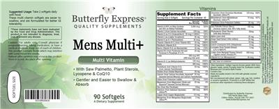 Butterfly Express Mens Multi+ source label used in the packaging illustration