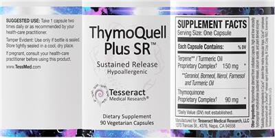 Tesseract Medical Research ThymoQuell Plus SR source label used in the packaging illustration