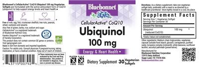 Bluebonnet CellularActive CoQ10 Ubiquinol 100 mg source label used in the packaging illustration