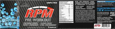 Evlution Nutrition RPM Pre-Workout Blue Raz Sample Pack product packaging