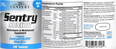 21st Century Sentry Senior Men's 50+ source label used in the packaging illustration