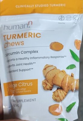 Human N Turmeric Chews Orange Citrus Flavor source label used in the packaging illustration