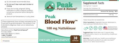 Peak Pure & Natural Peak Blood Flow source label used in the packaging illustration