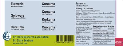 Dr. Clark Research Association Dr. Clark Zentrum Turmeric with Black Pepper product packaging