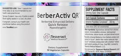 Tesseract Medical Research BerberActiv-QR source label used in the packaging illustration