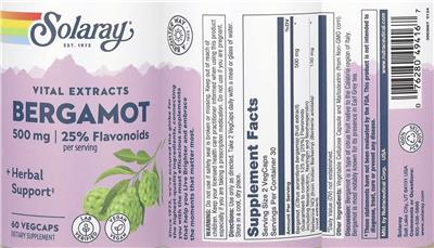 Solaray Bergamot 500 mg source label used in the packaging illustration