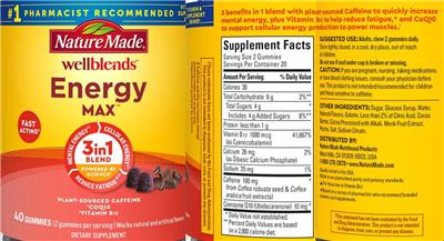 Nature Made WellBlends Energy Max Mocha source label used in the packaging illustration