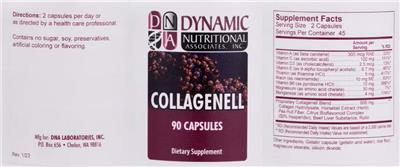 DNA Dynamic Nutritional Associates Collagenell source label used in the packaging illustration