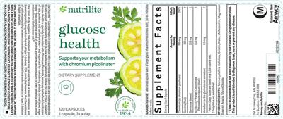 Nutrilite Glucose Health source label used in the packaging illustration