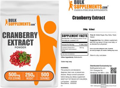 BulkSupplements.com Cranberry Extract Powder 500 mg product packaging