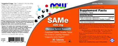 NOW SAMe 400 mg source label used in the packaging illustration