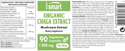 SuperSmart Organic Chaga Extract 1500 mg product packaging