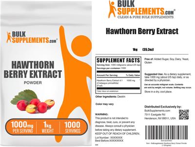 BulkSupplements.com Hawthorn Berry Extract Powder 1000 mg product packaging