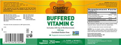 Country Life Buffered Vitamin C 500 mg source label used in the packaging illustration